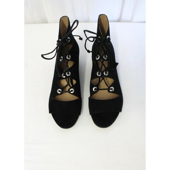 J CREW LAILA LACE-UP WEDGES IN SUEDE BLACK SIZE 9 E7658 - Picture 4 of 7